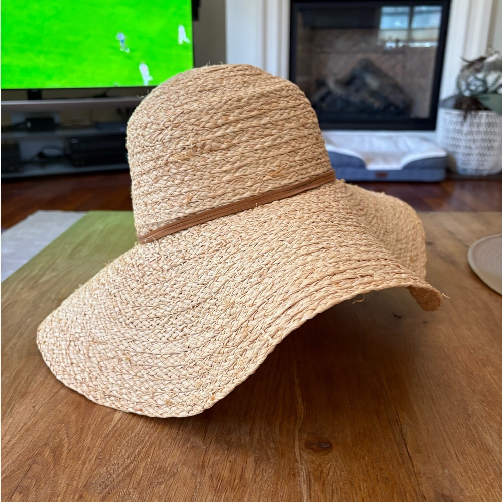 Barneys New York Natural Straw Sun Hat with Black Trim - Picture 3 of 6
